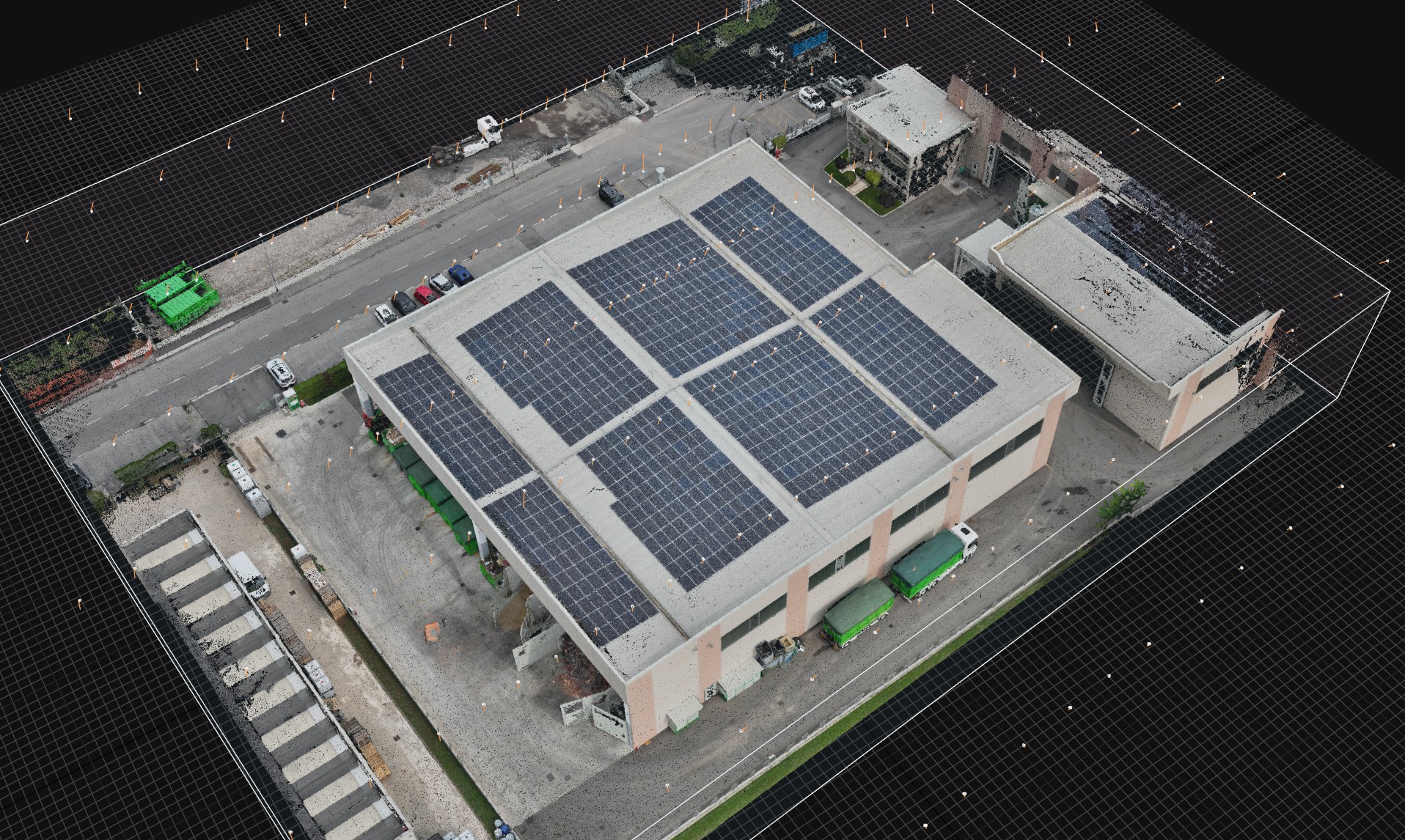 Rilievo aereo, topografico e laser scanner di area industriale